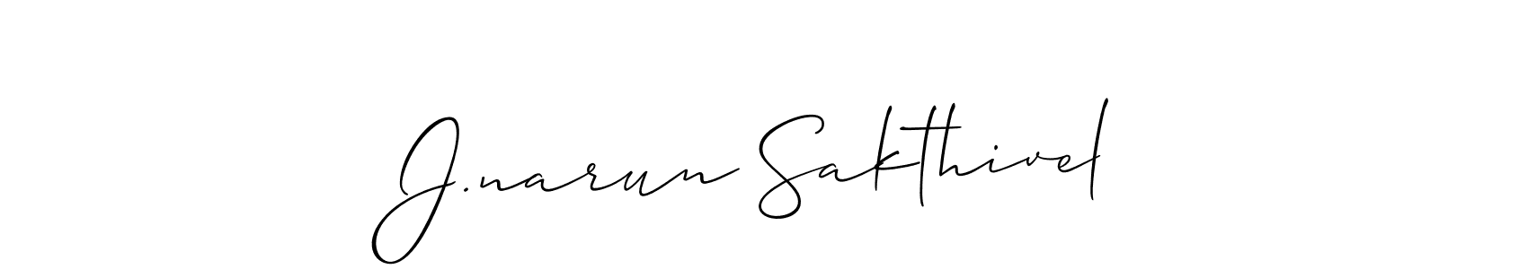 Similarly Allison_Script is the best handwritten signature design. Signature creator online .You can use it as an online autograph creator for name J.narun Sakthivel. J.narun Sakthivel signature style 2 images and pictures png