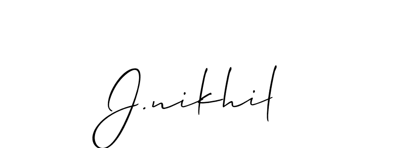 Make a beautiful signature design for name J.nikhil. With this signature (Allison_Script) style, you can create a handwritten signature for free. J.nikhil signature style 2 images and pictures png