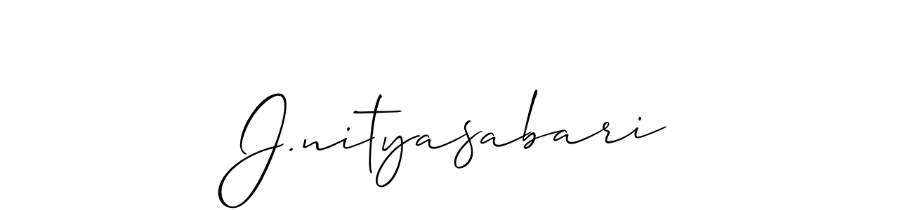 How to make J.nityasabari name signature. Use Allison_Script style for creating short signs online. This is the latest handwritten sign. J.nityasabari signature style 2 images and pictures png