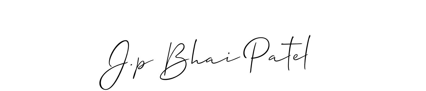 Design your own signature with our free online signature maker. With this signature software, you can create a handwritten (Allison_Script) signature for name J.p Bhai Patel. J.p Bhai Patel signature style 2 images and pictures png