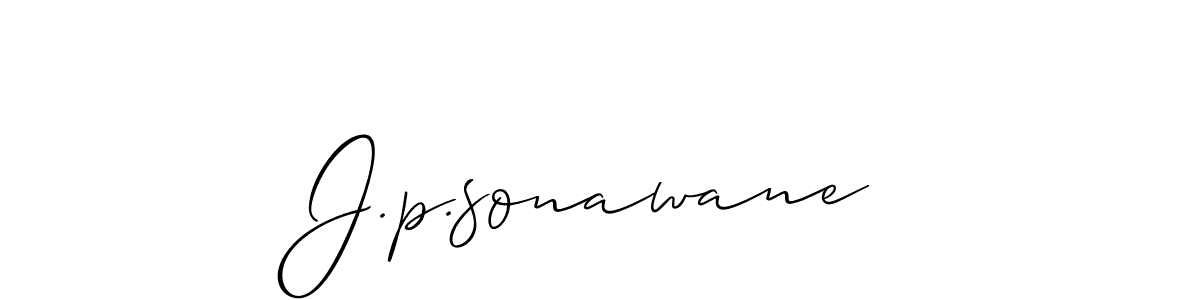 How to make J.p.sonawane name signature. Use Allison_Script style for creating short signs online. This is the latest handwritten sign. J.p.sonawane signature style 2 images and pictures png