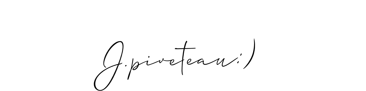 The best way (Allison_Script) to make a short signature is to pick only two or three words in your name. The name J.piveteau:) include a total of six letters. For converting this name. J.piveteau:) signature style 2 images and pictures png