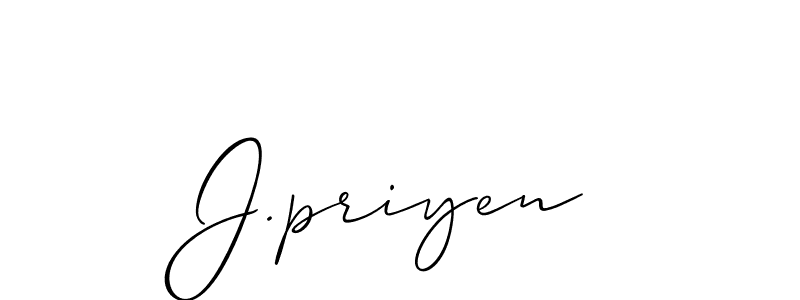 How to Draw J.priyen signature style? Allison_Script is a latest design signature styles for name J.priyen. J.priyen signature style 2 images and pictures png