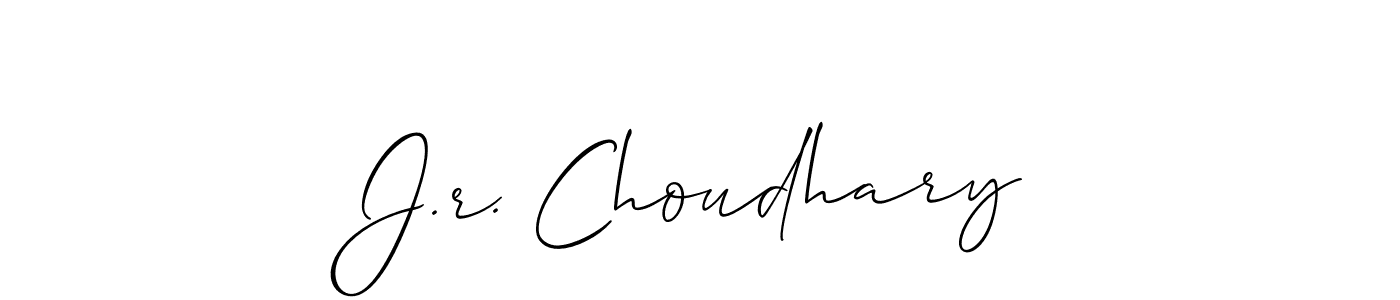Design your own signature with our free online signature maker. With this signature software, you can create a handwritten (Allison_Script) signature for name J.r. Choudhary. J.r. Choudhary signature style 2 images and pictures png