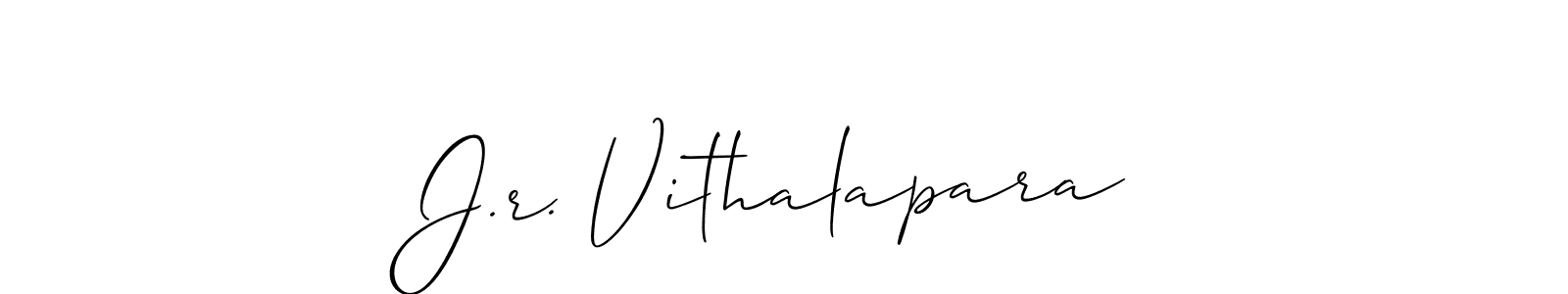 if you are searching for the best signature style for your name J.r. Vithalapara. so please give up your signature search. here we have designed multiple signature styles  using Allison_Script. J.r. Vithalapara signature style 2 images and pictures png