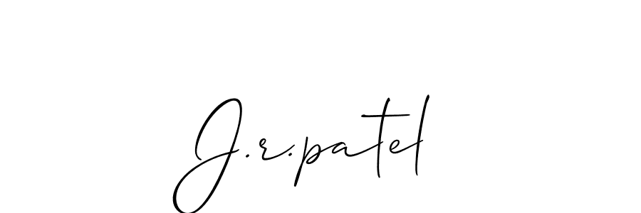 The best way (Allison_Script) to make a short signature is to pick only two or three words in your name. The name J.r.patel include a total of six letters. For converting this name. J.r.patel signature style 2 images and pictures png