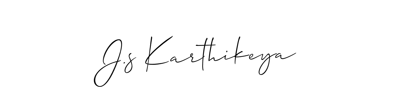 Design your own signature with our free online signature maker. With this signature software, you can create a handwritten (Allison_Script) signature for name J.s Karthikeya. J.s Karthikeya signature style 2 images and pictures png