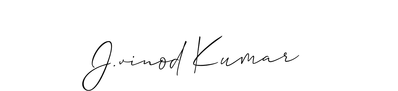 The best way (Allison_Script) to make a short signature is to pick only two or three words in your name. The name J.vinod Kumar include a total of six letters. For converting this name. J.vinod Kumar signature style 2 images and pictures png