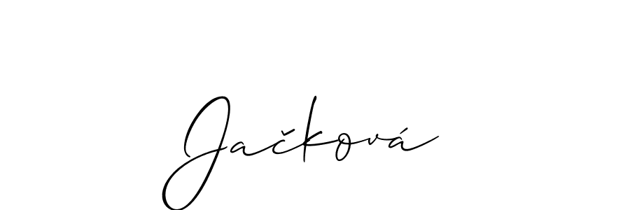 Design your own signature with our free online signature maker. With this signature software, you can create a handwritten (Allison_Script) signature for name Jačková. Jačková signature style 2 images and pictures png