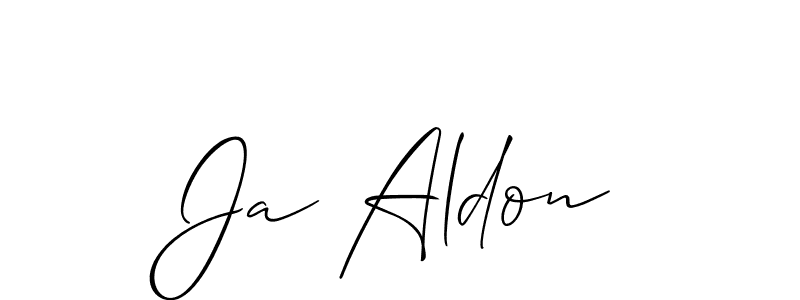 How to make Ja Aldon name signature. Use Allison_Script style for creating short signs online. This is the latest handwritten sign. Ja Aldon signature style 2 images and pictures png
