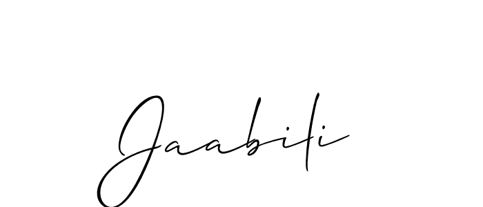 Design your own signature with our free online signature maker. With this signature software, you can create a handwritten (Allison_Script) signature for name Jaabili. Jaabili signature style 2 images and pictures png