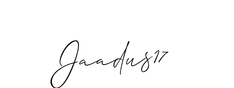 Create a beautiful signature design for name Jaadus17. With this signature (Allison_Script) fonts, you can make a handwritten signature for free. Jaadus17 signature style 2 images and pictures png