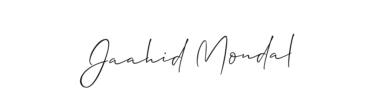 How to make Jaahid Mondal name signature. Use Allison_Script style for creating short signs online. This is the latest handwritten sign. Jaahid Mondal signature style 2 images and pictures png