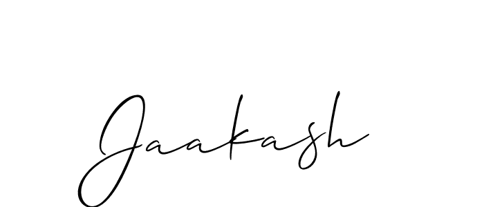 Use a signature maker to create a handwritten signature online. With this signature software, you can design (Allison_Script) your own signature for name Jaakash. Jaakash signature style 2 images and pictures png