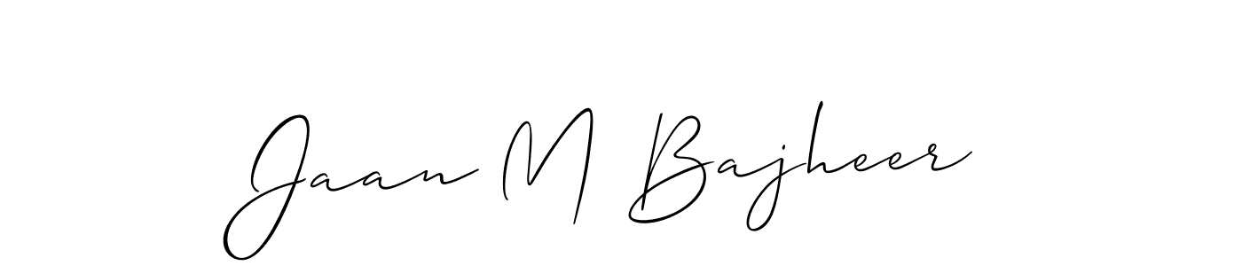 How to make Jaan M Bajheer name signature. Use Allison_Script style for creating short signs online. This is the latest handwritten sign. Jaan M Bajheer signature style 2 images and pictures png