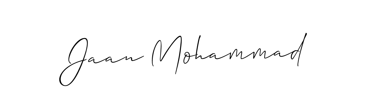 The best way (Allison_Script) to make a short signature is to pick only two or three words in your name. The name Jaan Mohammad include a total of six letters. For converting this name. Jaan Mohammad signature style 2 images and pictures png