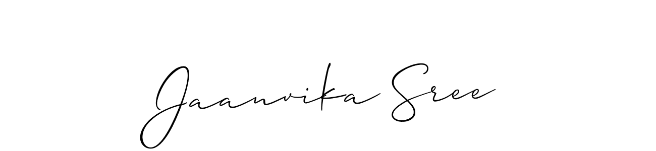 Create a beautiful signature design for name Jaanvika Sree. With this signature (Allison_Script) fonts, you can make a handwritten signature for free. Jaanvika Sree signature style 2 images and pictures png
