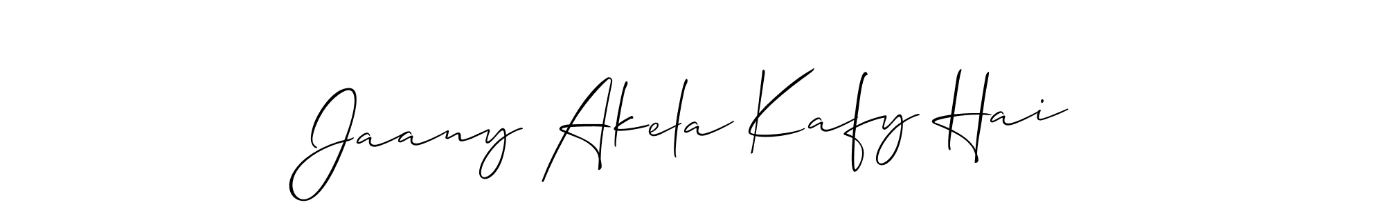 Also You can easily find your signature by using the search form. We will create Jaany Akela Kafy Hai name handwritten signature images for you free of cost using Allison_Script sign style. Jaany Akela Kafy Hai signature style 2 images and pictures png