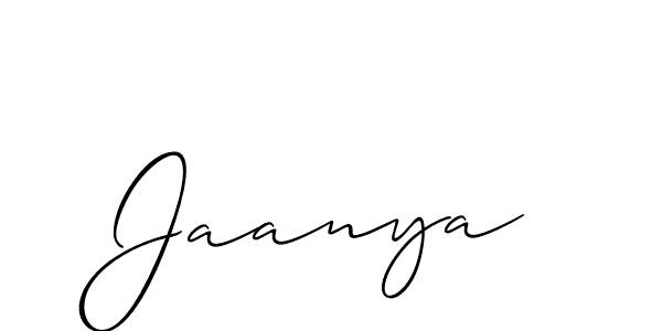 Use a signature maker to create a handwritten signature online. With this signature software, you can design (Allison_Script) your own signature for name Jaanya. Jaanya signature style 2 images and pictures png