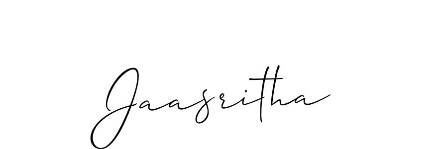 Design your own signature with our free online signature maker. With this signature software, you can create a handwritten (Allison_Script) signature for name Jaasritha. Jaasritha signature style 2 images and pictures png