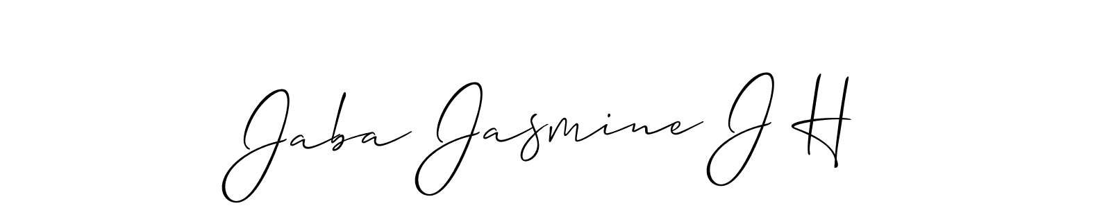 Similarly Allison_Script is the best handwritten signature design. Signature creator online .You can use it as an online autograph creator for name Jaba Jasmine J H. Jaba Jasmine J H signature style 2 images and pictures png