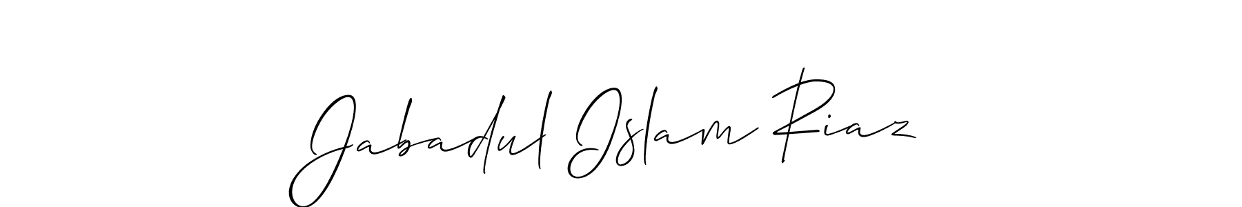 Allison_Script is a professional signature style that is perfect for those who want to add a touch of class to their signature. It is also a great choice for those who want to make their signature more unique. Get Jabadul Islam Riaz name to fancy signature for free. Jabadul Islam Riaz signature style 2 images and pictures png