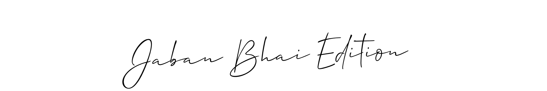 How to Draw Jaban Bhai Edition signature style? Allison_Script is a latest design signature styles for name Jaban Bhai Edition. Jaban Bhai Edition signature style 2 images and pictures png