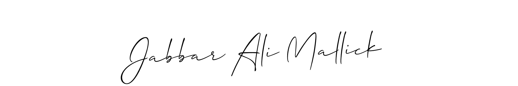 Allison_Script is a professional signature style that is perfect for those who want to add a touch of class to their signature. It is also a great choice for those who want to make their signature more unique. Get Jabbar Ali Mallick name to fancy signature for free. Jabbar Ali Mallick signature style 2 images and pictures png