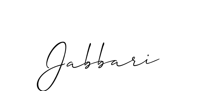 Design your own signature with our free online signature maker. With this signature software, you can create a handwritten (Allison_Script) signature for name Jabbari. Jabbari signature style 2 images and pictures png