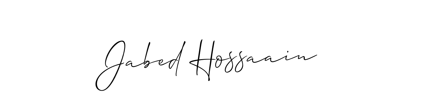 You should practise on your own different ways (Allison_Script) to write your name (Jabed Hossaain) in signature. don't let someone else do it for you. Jabed Hossaain signature style 2 images and pictures png