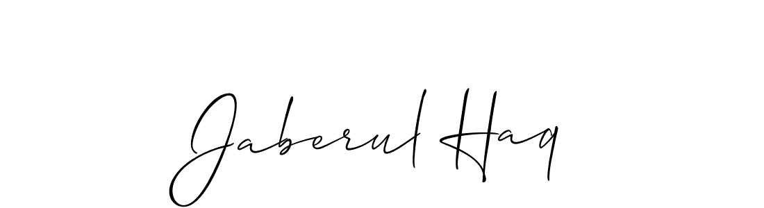 The best way (Allison_Script) to make a short signature is to pick only two or three words in your name. The name Jaberul Haq include a total of six letters. For converting this name. Jaberul Haq signature style 2 images and pictures png