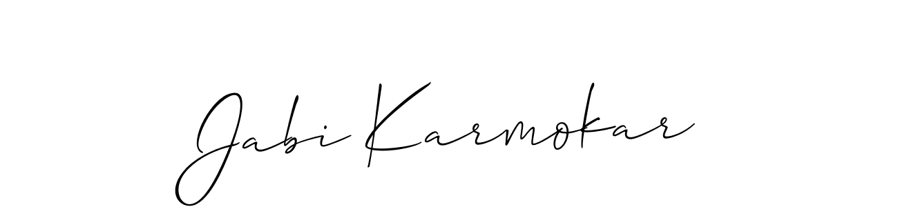Design your own signature with our free online signature maker. With this signature software, you can create a handwritten (Allison_Script) signature for name Jabi Karmokar. Jabi Karmokar signature style 2 images and pictures png