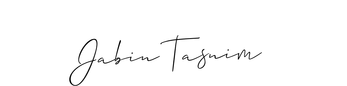 Design your own signature with our free online signature maker. With this signature software, you can create a handwritten (Allison_Script) signature for name Jabin Tasnim. Jabin Tasnim signature style 2 images and pictures png