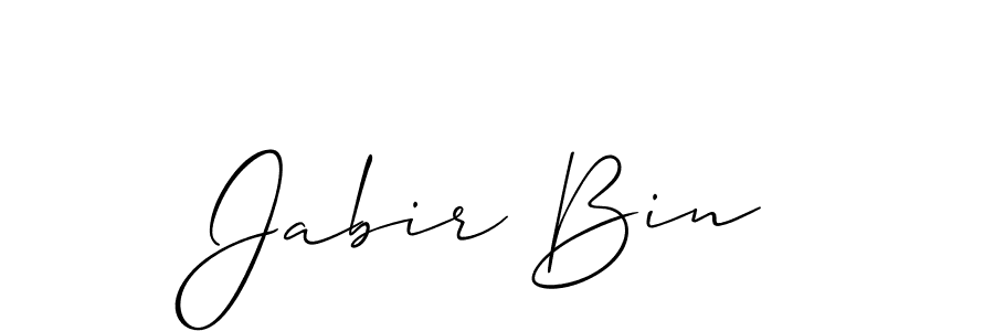 Use a signature maker to create a handwritten signature online. With this signature software, you can design (Allison_Script) your own signature for name Jabir Bin. Jabir Bin signature style 2 images and pictures png