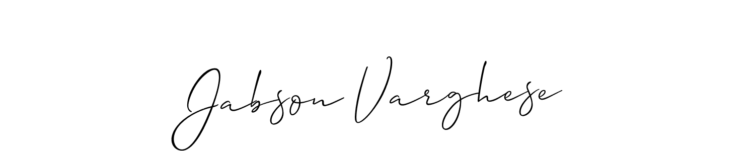 Allison_Script is a professional signature style that is perfect for those who want to add a touch of class to their signature. It is also a great choice for those who want to make their signature more unique. Get Jabson Varghese name to fancy signature for free. Jabson Varghese signature style 2 images and pictures png