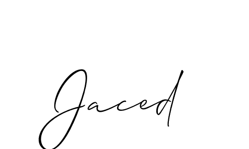 How to make Jaced signature? Allison_Script is a professional autograph style. Create handwritten signature for Jaced name. Jaced signature style 2 images and pictures png