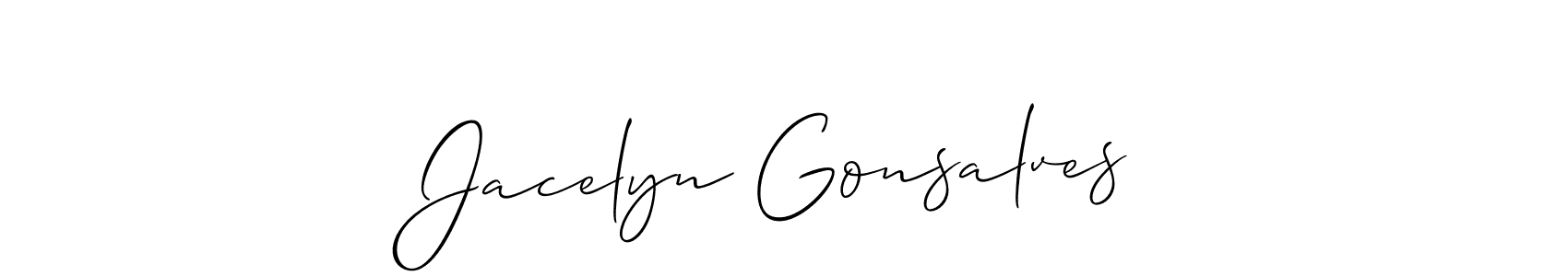 It looks lik you need a new signature style for name Jacelyn Gonsalves. Design unique handwritten (Allison_Script) signature with our free signature maker in just a few clicks. Jacelyn Gonsalves signature style 2 images and pictures png