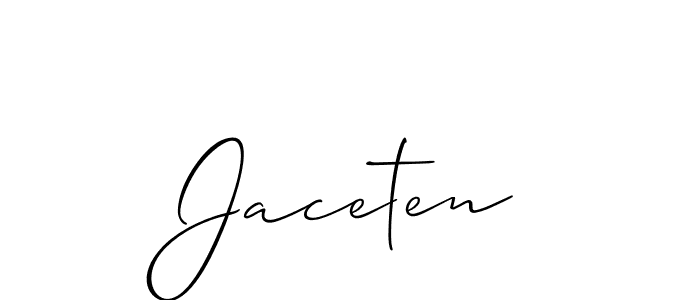 It looks lik you need a new signature style for name Jaceten. Design unique handwritten (Allison_Script) signature with our free signature maker in just a few clicks. Jaceten signature style 2 images and pictures png