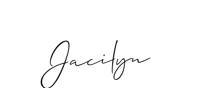 The best way (Allison_Script) to make a short signature is to pick only two or three words in your name. The name Jacilyn include a total of six letters. For converting this name. Jacilyn signature style 2 images and pictures png