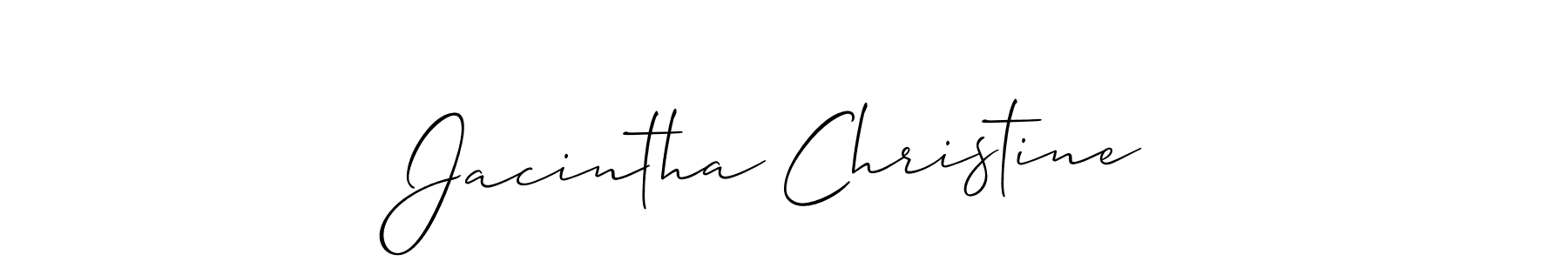 Make a beautiful signature design for name Jacintha Christine. With this signature (Allison_Script) style, you can create a handwritten signature for free. Jacintha Christine signature style 2 images and pictures png