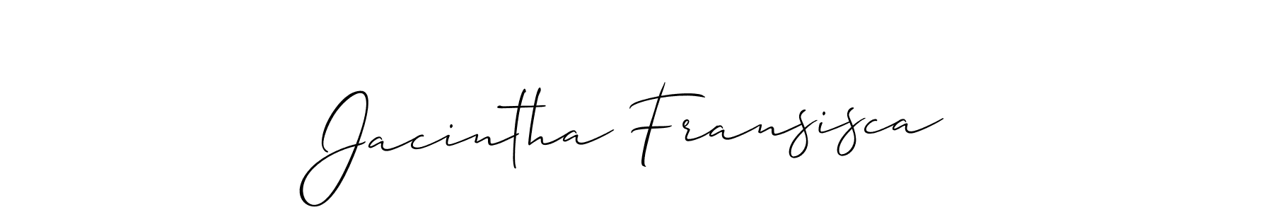 if you are searching for the best signature style for your name Jacintha Fransisca. so please give up your signature search. here we have designed multiple signature styles  using Allison_Script. Jacintha Fransisca signature style 2 images and pictures png
