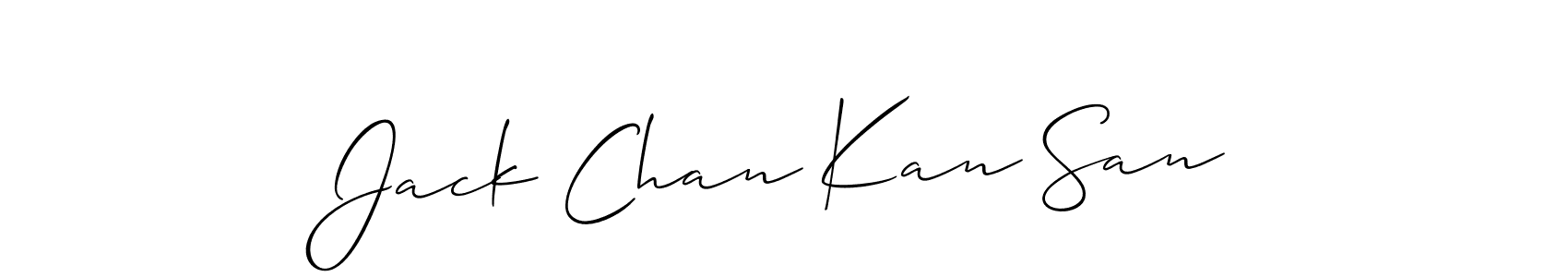 Allison_Script is a professional signature style that is perfect for those who want to add a touch of class to their signature. It is also a great choice for those who want to make their signature more unique. Get Jack Chan Kan San name to fancy signature for free. Jack Chan Kan San signature style 2 images and pictures png