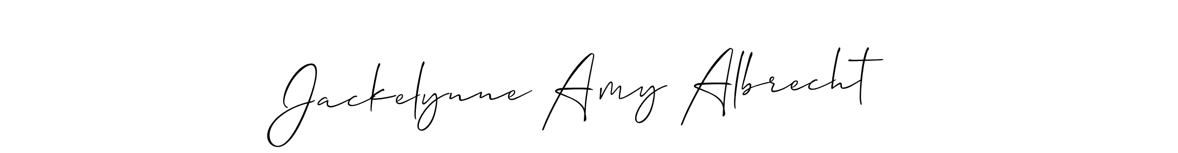 Allison_Script is a professional signature style that is perfect for those who want to add a touch of class to their signature. It is also a great choice for those who want to make their signature more unique. Get Jackelynne Amy Albrecht name to fancy signature for free. Jackelynne Amy Albrecht signature style 2 images and pictures png