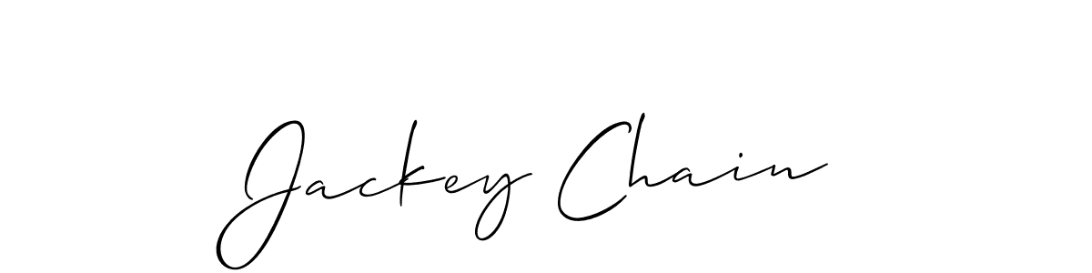 Use a signature maker to create a handwritten signature online. With this signature software, you can design (Allison_Script) your own signature for name Jackey Chain. Jackey Chain signature style 2 images and pictures png