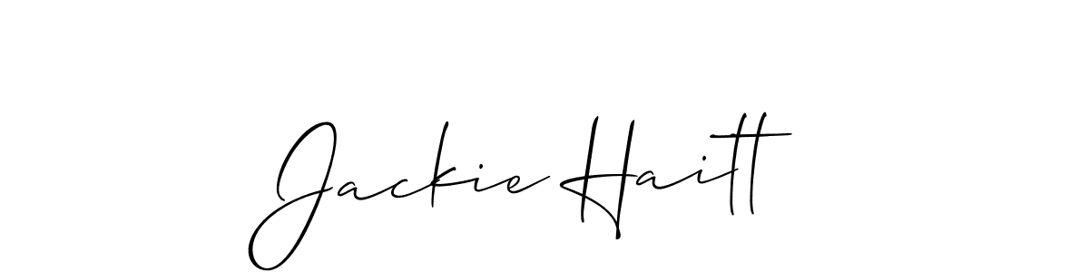 You should practise on your own different ways (Allison_Script) to write your name (Jackie Haitt) in signature. don't let someone else do it for you. Jackie Haitt signature style 2 images and pictures png