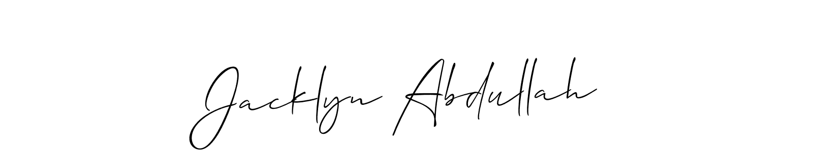 It looks lik you need a new signature style for name Jacklyn Abdullah. Design unique handwritten (Allison_Script) signature with our free signature maker in just a few clicks. Jacklyn Abdullah signature style 2 images and pictures png