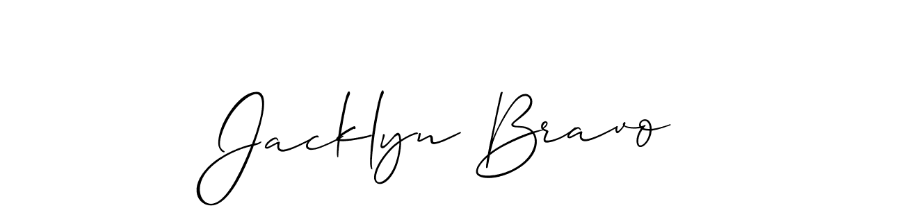 The best way (Allison_Script) to make a short signature is to pick only two or three words in your name. The name Jacklyn Bravo include a total of six letters. For converting this name. Jacklyn Bravo signature style 2 images and pictures png