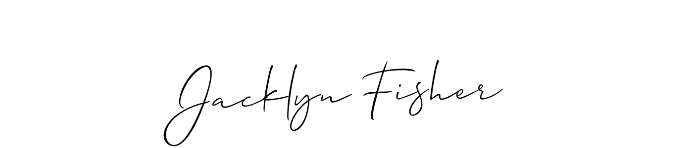 The best way (Allison_Script) to make a short signature is to pick only two or three words in your name. The name Jacklyn Fisher include a total of six letters. For converting this name. Jacklyn Fisher signature style 2 images and pictures png