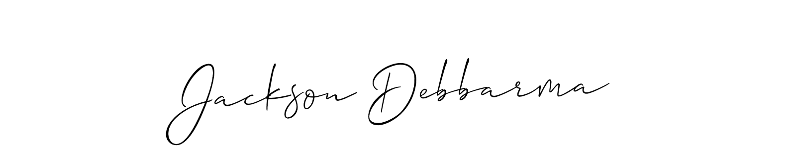 Allison_Script is a professional signature style that is perfect for those who want to add a touch of class to their signature. It is also a great choice for those who want to make their signature more unique. Get Jackson Debbarma name to fancy signature for free. Jackson Debbarma signature style 2 images and pictures png