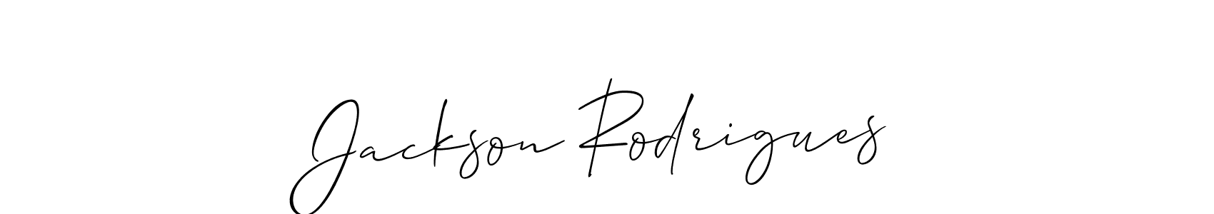 Use a signature maker to create a handwritten signature online. With this signature software, you can design (Allison_Script) your own signature for name Jackson Rodrigues. Jackson Rodrigues signature style 2 images and pictures png